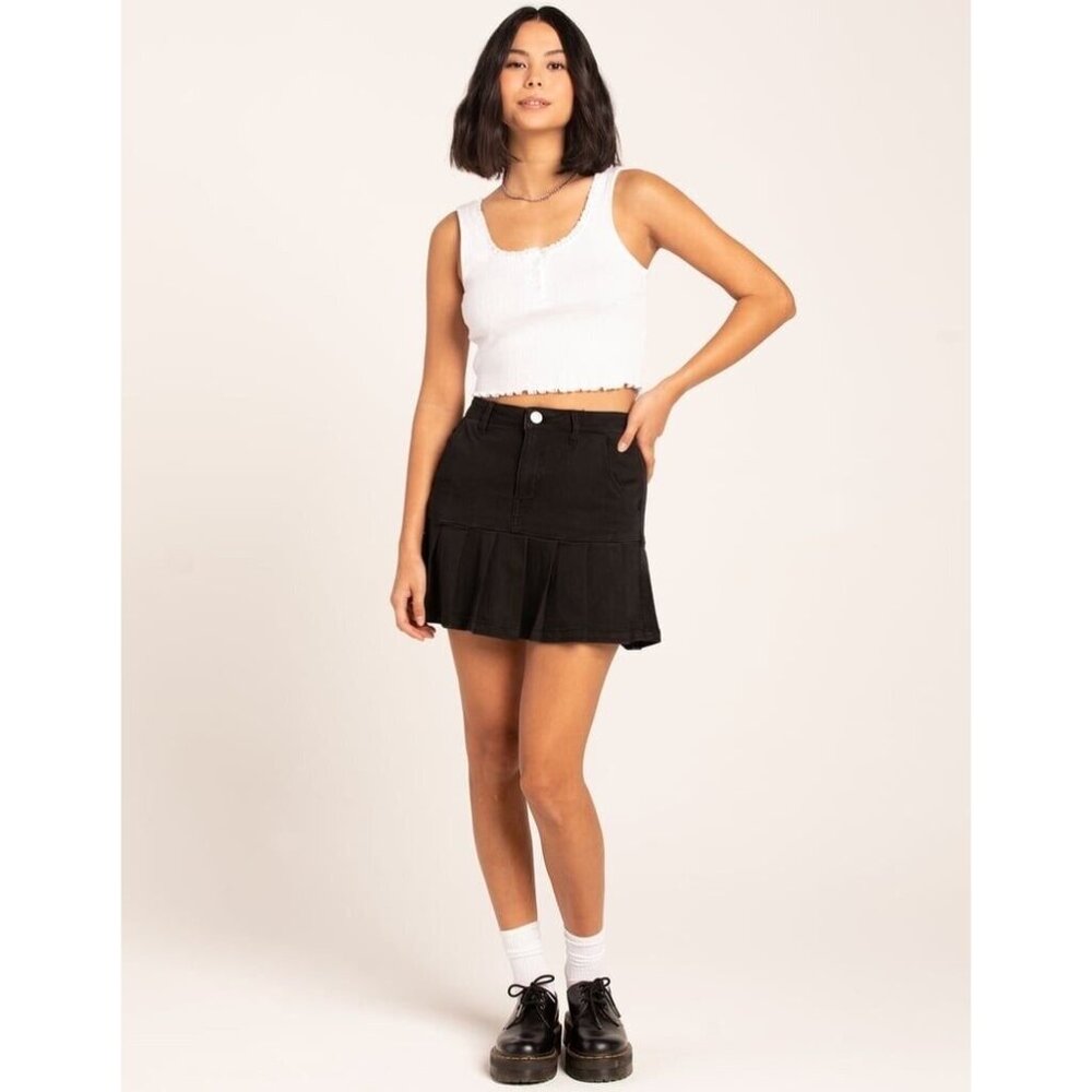 RSQ Pleated Denim Black Cheer Skirt Size‎ Small - Picture 2 of 10